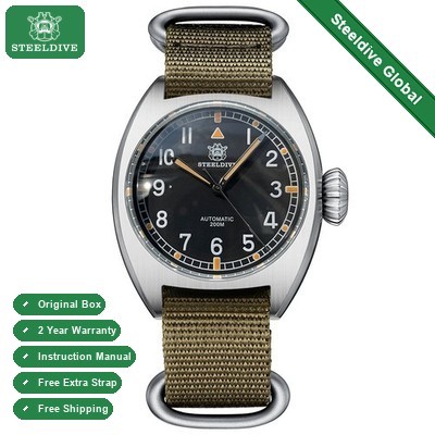 STEELDIVE SD1907P Mens 40mm 200M Automatic Dive Watch NH35 Sapphire Steel