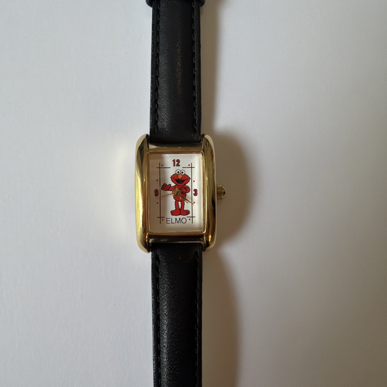 Vintage Fossil Sesame Street Elmo Watch 1990s Small 20mm Japan Gold Tone Leather