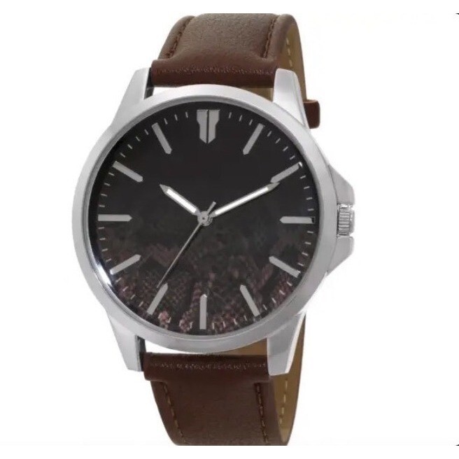 I.N.C. INTERNATIONAL CONCEPTS Mens Brown Faux Leather Strap Watch 46mm NIB