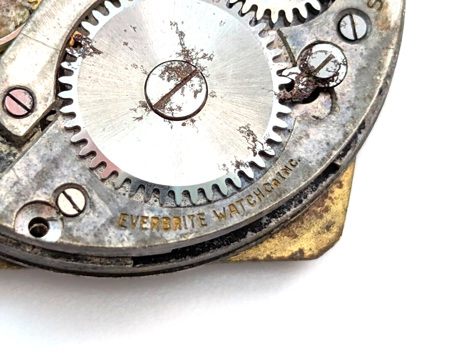 Vintage CROSBY Everbrite Watch Company Art Deco Men’s 25mm Movement PARTS REPAIR