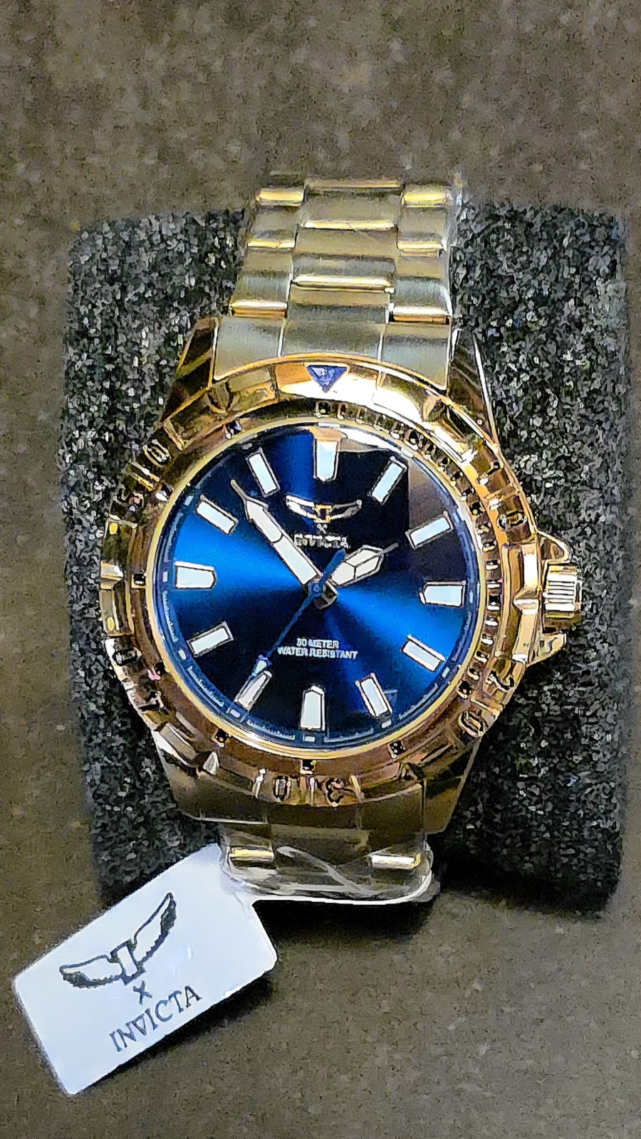 Invicta Specialty I Men’s Gold-Tone Steel Blue Dial Quartz 30m w/ Box