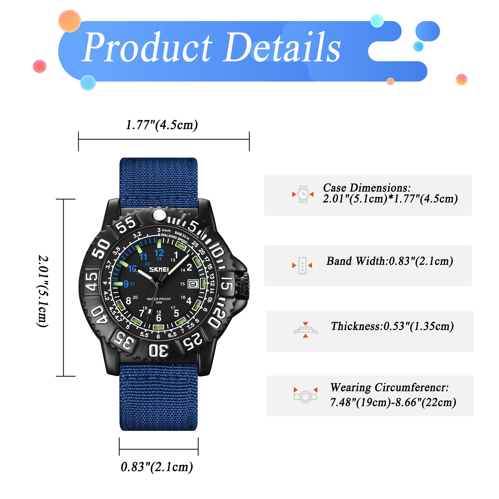24-Hours Scale Men Military Tactical Nylon Band Sport Wrist Watch Luminous 3ATM