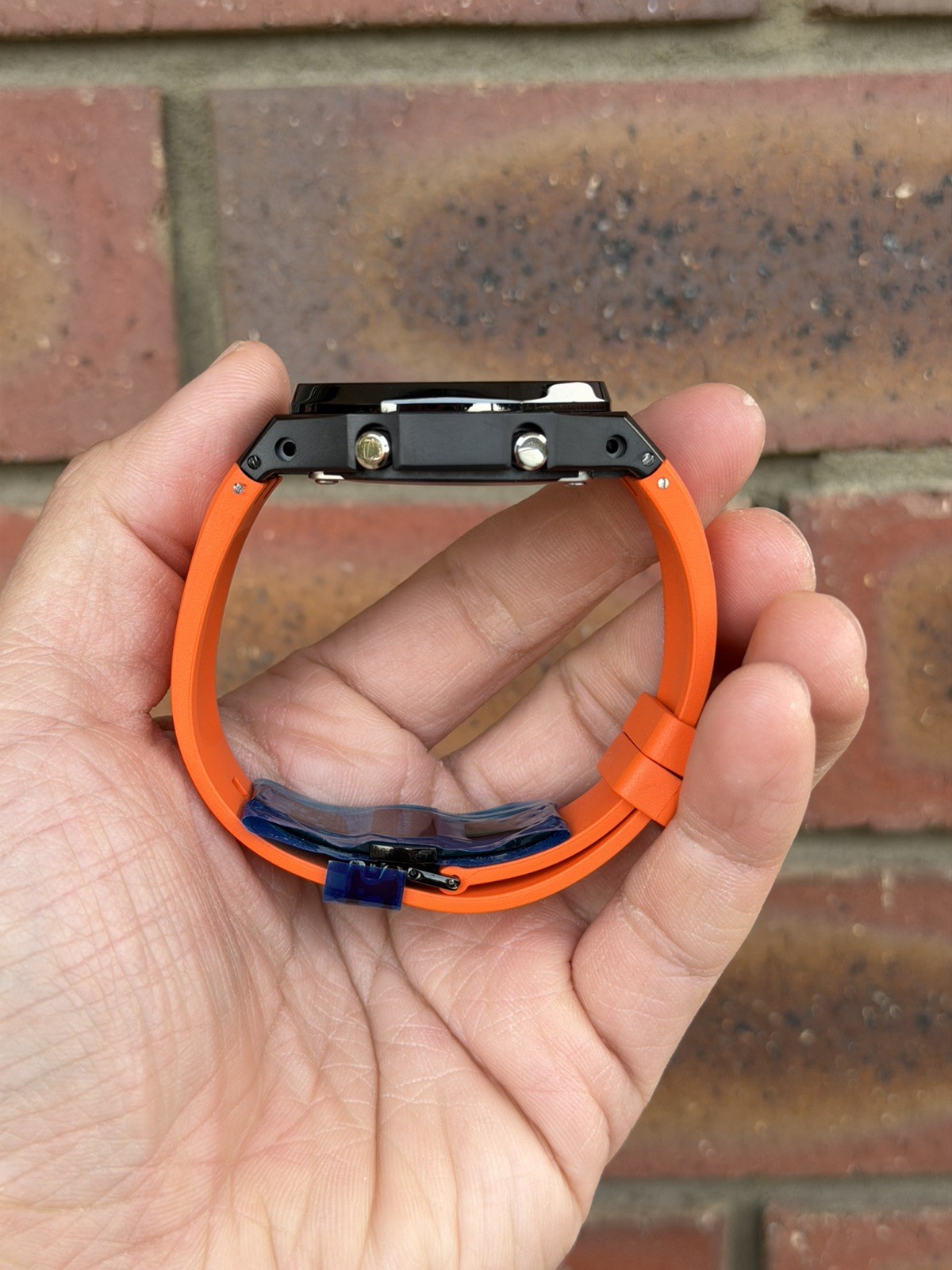 Casio G-Shock GA-2100 Custom Mod Premium SS Case With FKM Band,Polish Orange