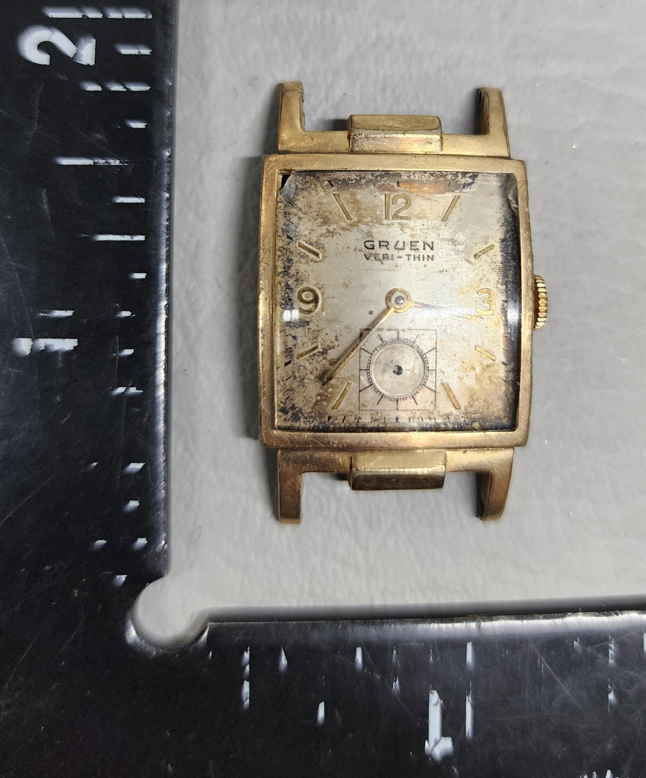 Vintage Men’s Gruen Veri Thin Rose Gold Filled Wristwatch for Repair or Parts