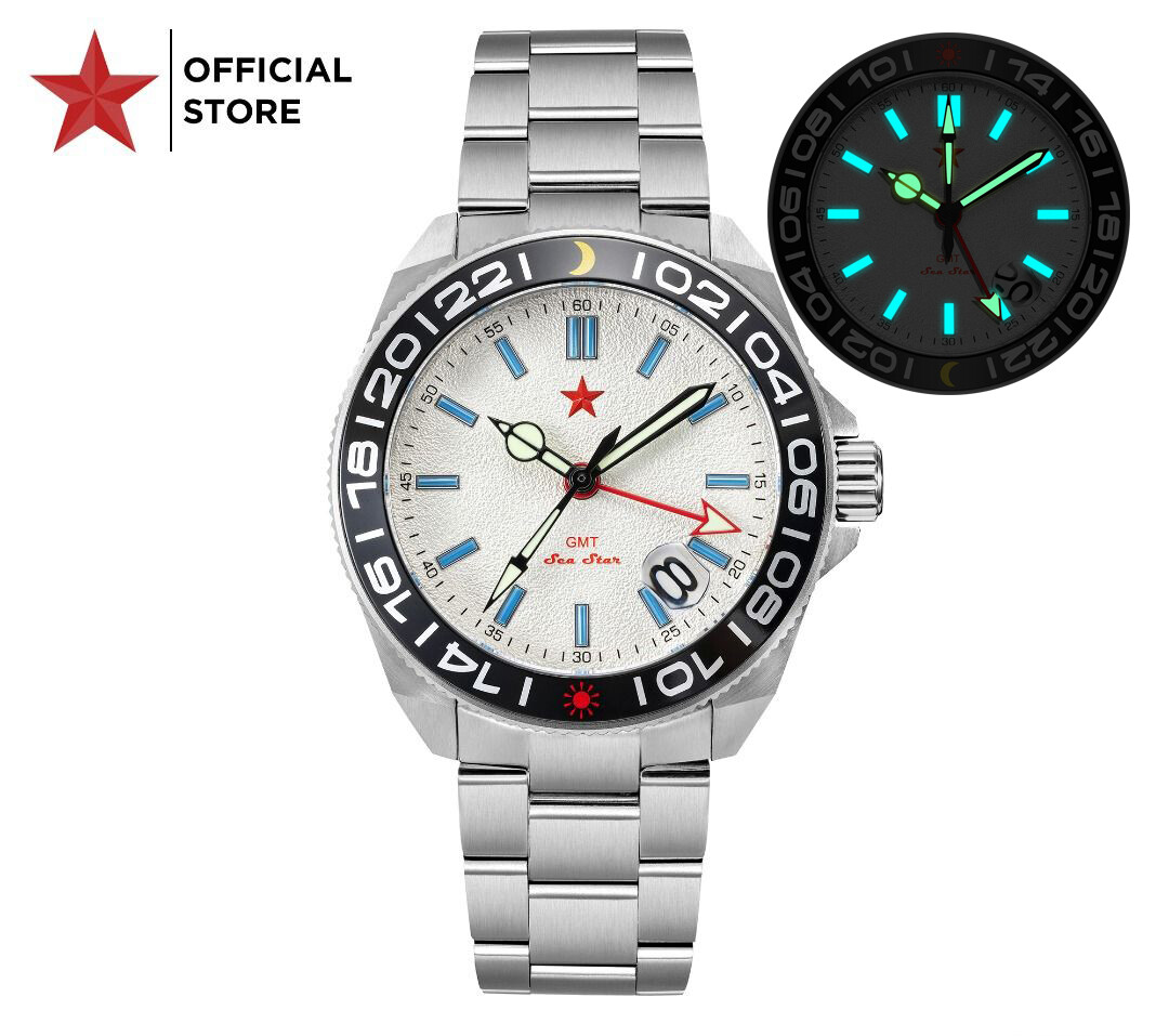 RED STAR Sea Star 4 GMT Dual Time NH34A Automatic Watch 50M BGW9 C3 41.5mm 316L