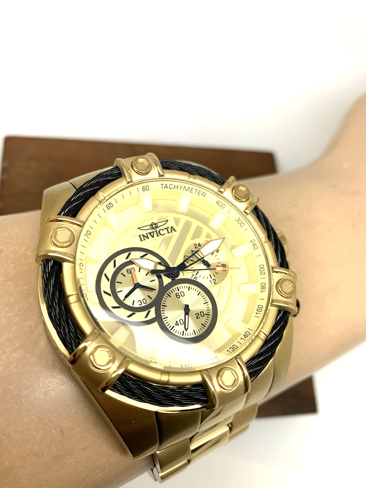 Invicta Men’s Watch 25515 Bolt Quartz Chronograph Diver Gold Tone Steel 52mm