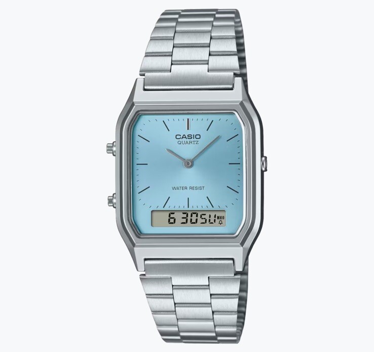 Casio Stainless Steel Dual Time Baby Blue Dial Wristwatch AQ-230A-2A1MQYDF