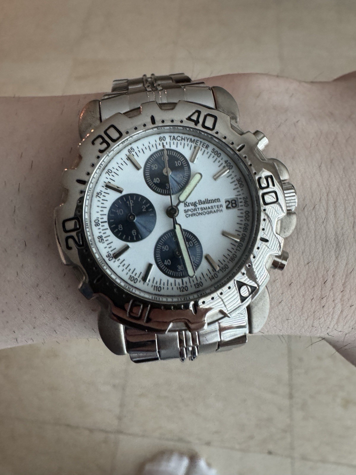 Krug-Baumen Sportsmaster Chronograph Men’s Watch Date Tachymeter 7186G WR 3ATM