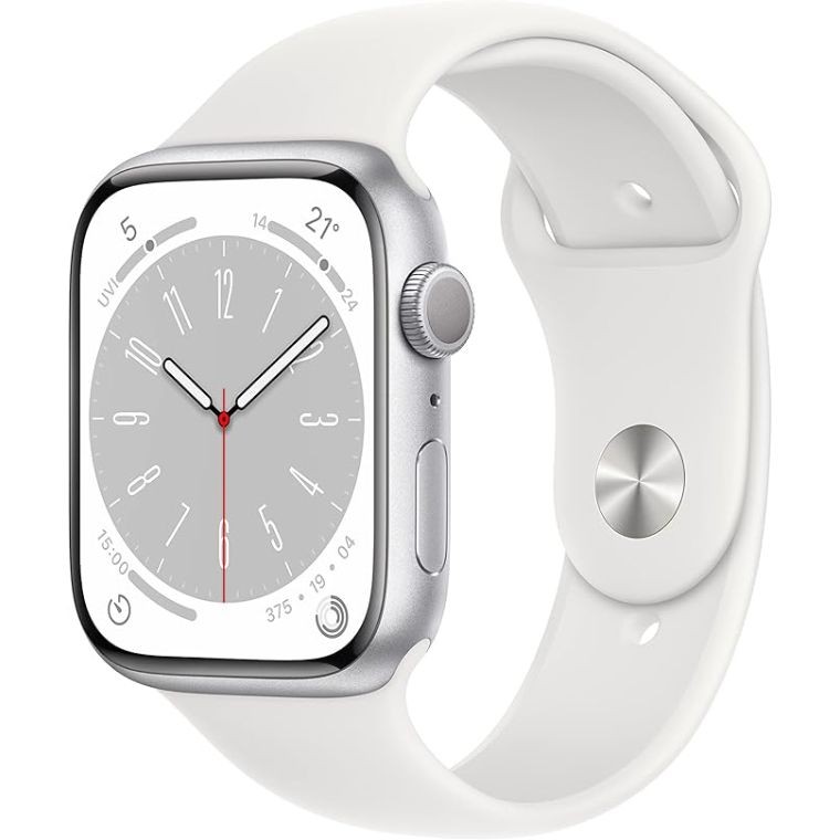 One Only Apple Watch Series 8 (GPS Model) 45mm Silver Aluminum Case with White S