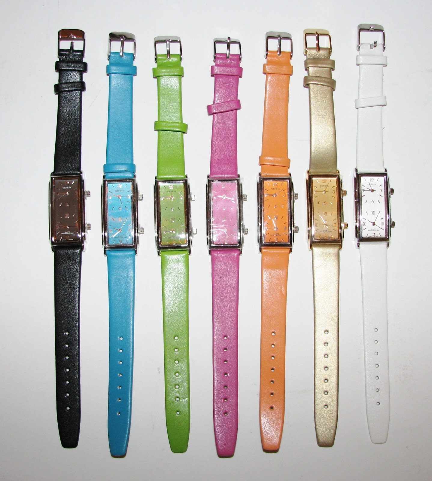 NEW-GENEVA DUAL DOUBLE TWO TIME ANALOG LEATHERETTE LADY’S WATCH