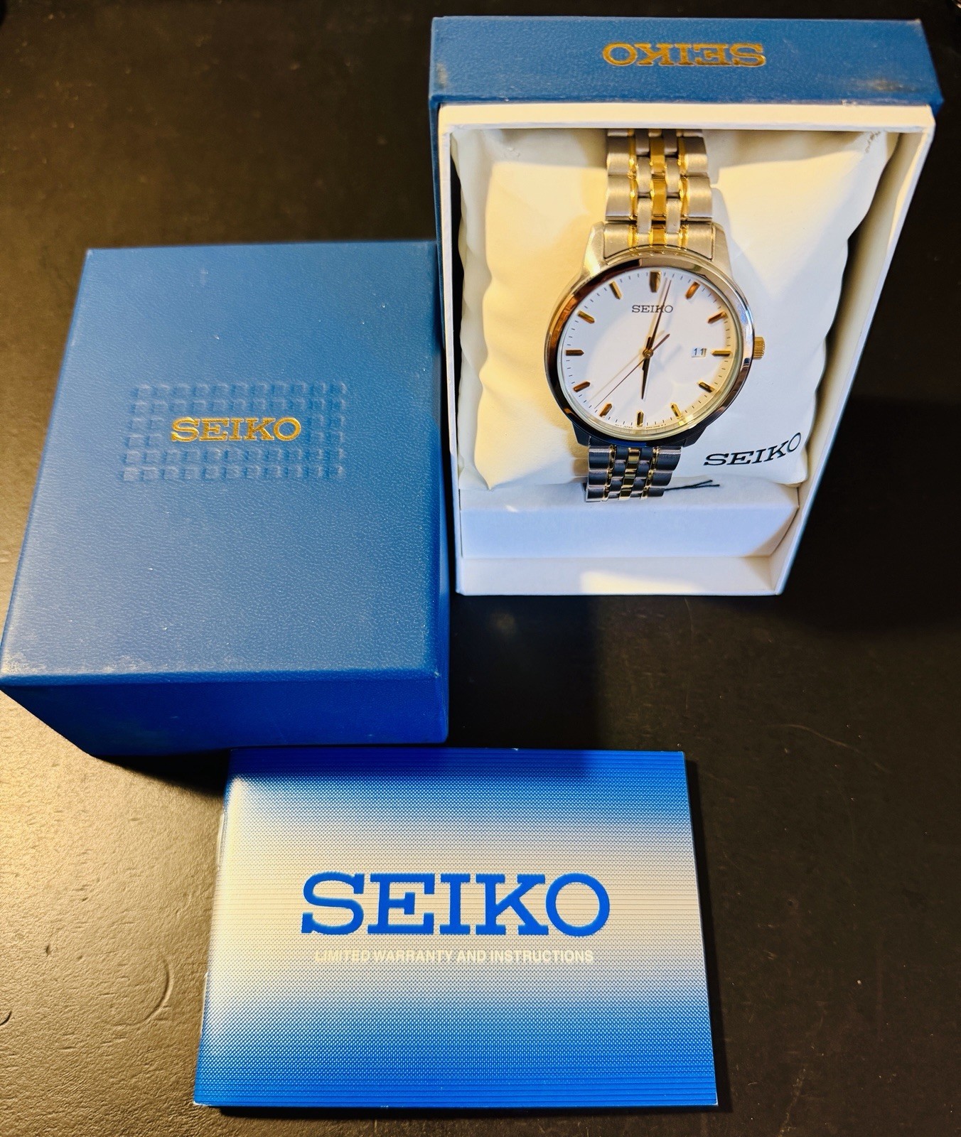 Seiko SUR094 Men’s Quartz White Dial Two-Tone Stainless Bracelet