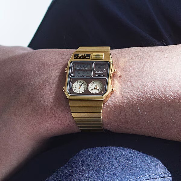CITIZEN JG2103-72X Ana-Digi Temp Tsuno Chrono Pink Gold Retro Watch Japan