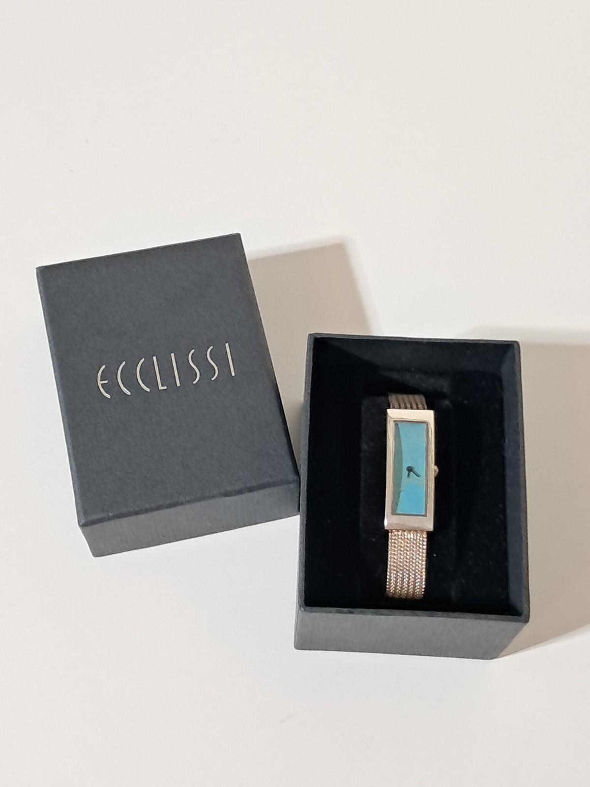 ECCLISSI Sterling Silver Bracelet Watch with Turquoise Face