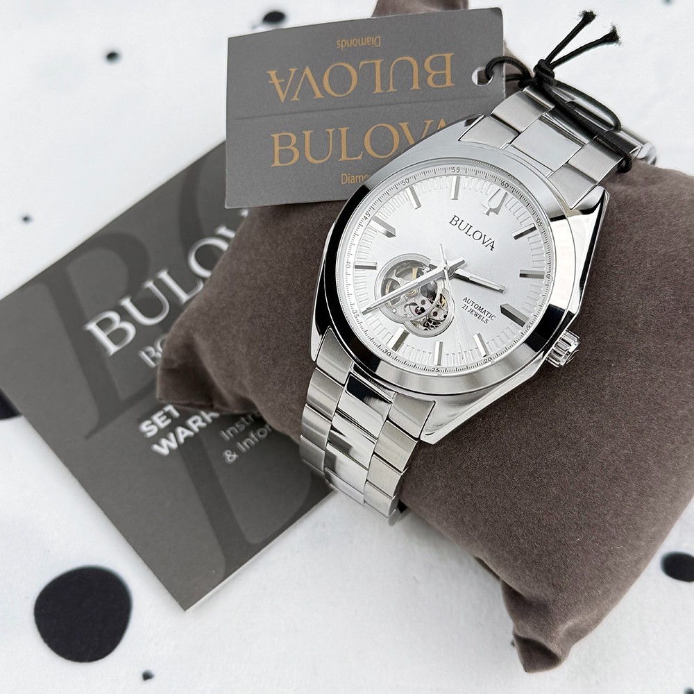 Bulova 96A274 Surveyor Classic 42mm Silver Tone Dial Automatic Men’s Watch