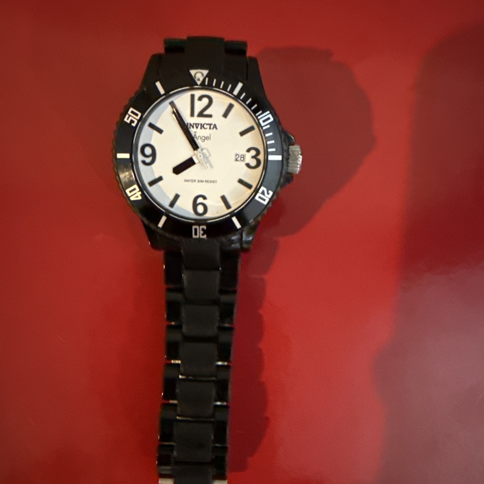 Invicta Angel 1208 Women’s Black Quartz Watch White Dial Needs Battery