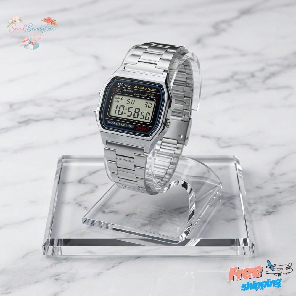 Casio A-158WA-1UWDF Vintage Digital Watch Stainless Steel Silver Unisex