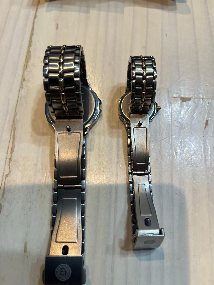 Citizen Exceed Titanium Pair Watch Set Gold Silver Two-Tone Wristwatch Japan