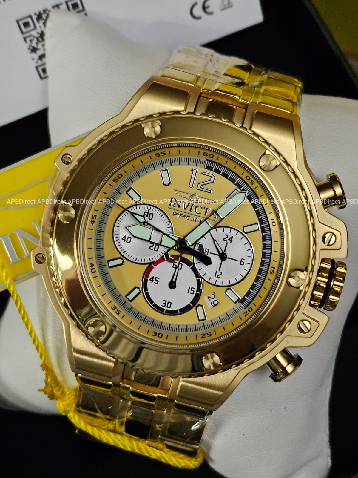 Invicta Racing Chronograph – Gold SS Case & Bracelet 56mm Case 200m Mens Watch