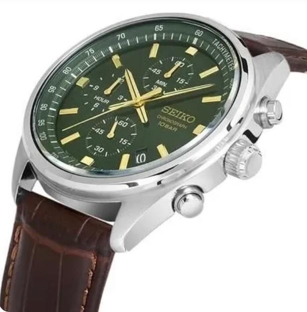 SEIKO Chrono Elegant SSB385P1 Men’s Quartz Leather Bracelet Watch