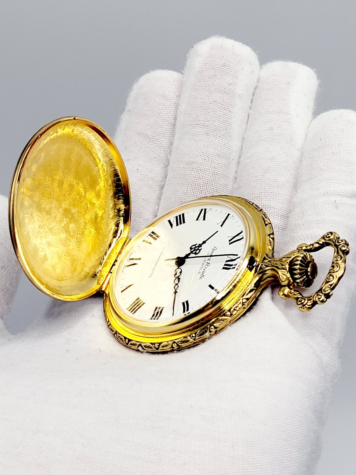 Rare 48mm [MINT] Andre Rivalle Vintage Incabloc Gold Ton Swiss Made Pocket Watch