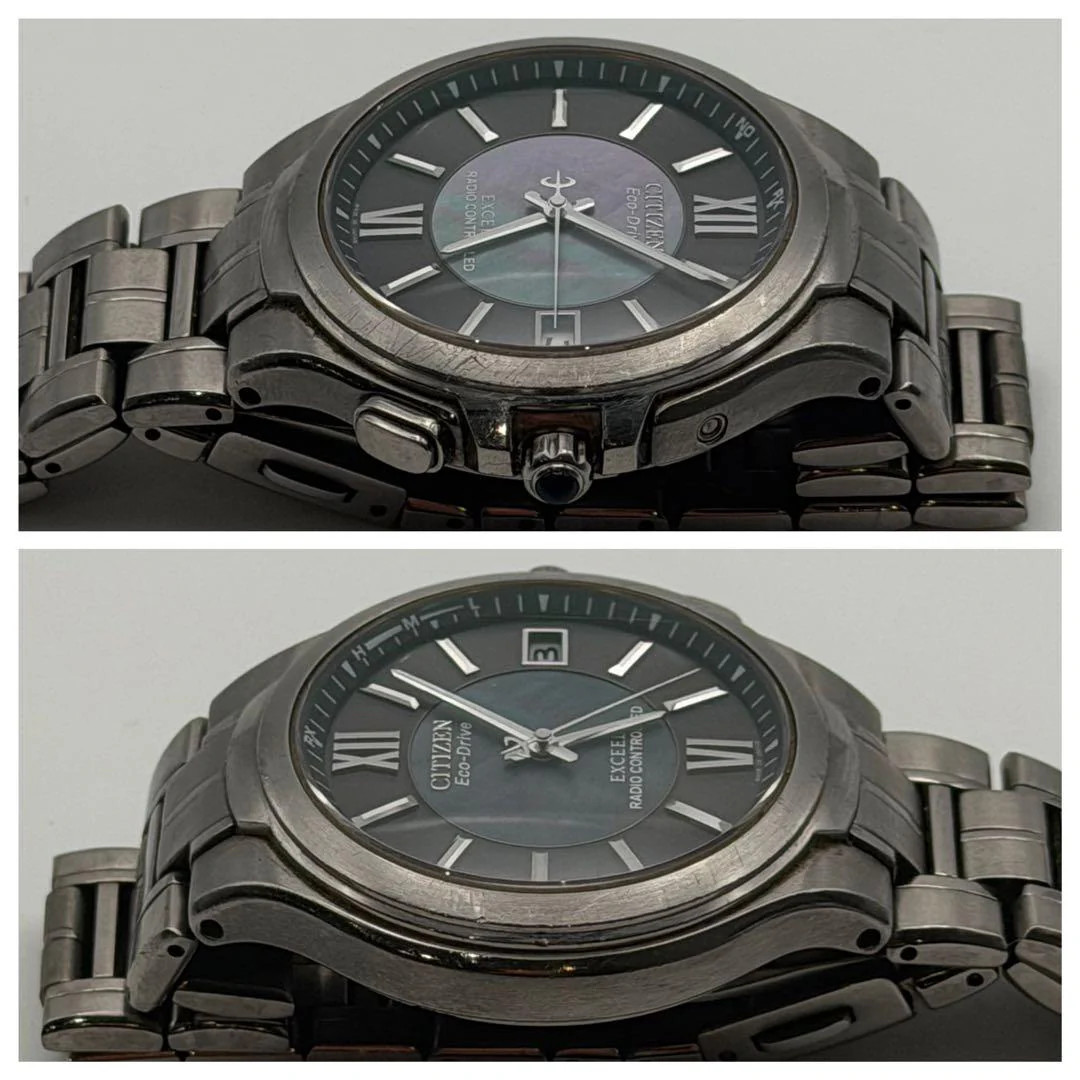 CITIZEN EXCEED H410-T003826 Titanium Solar Radio Eco-Drive 1.48in Silver Watch