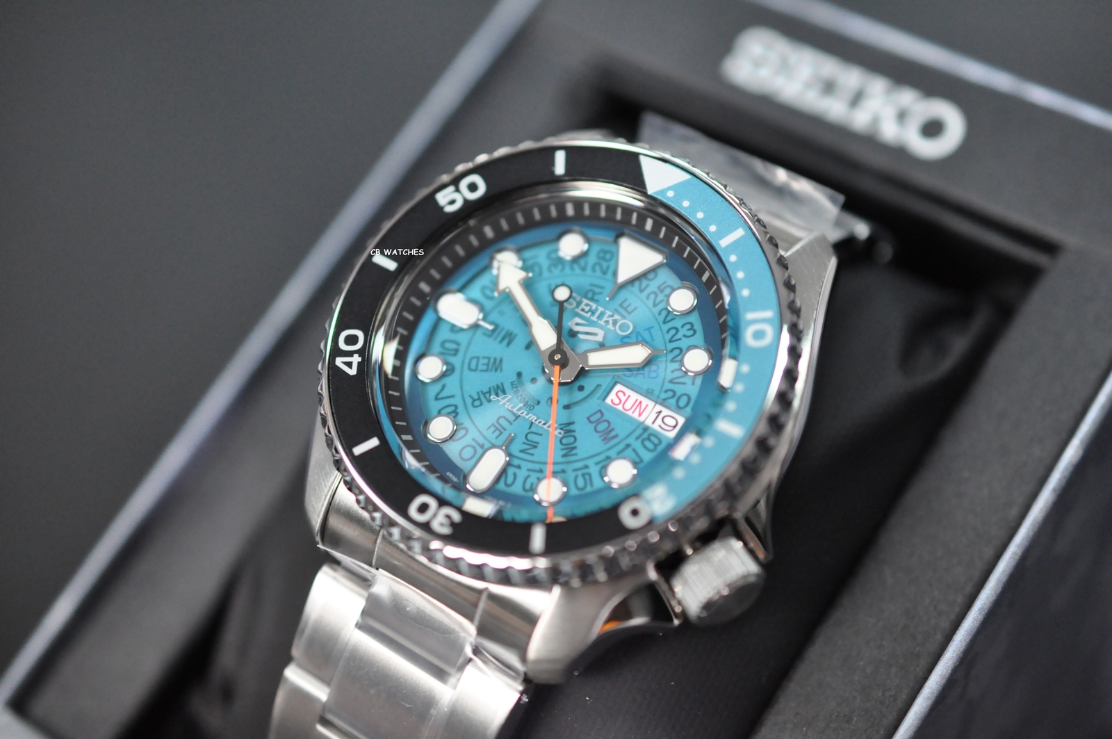 Seiko 5 Sports SRPJ45K1 Automatic Skeleton Style Blue 100m Int Warranty Watch