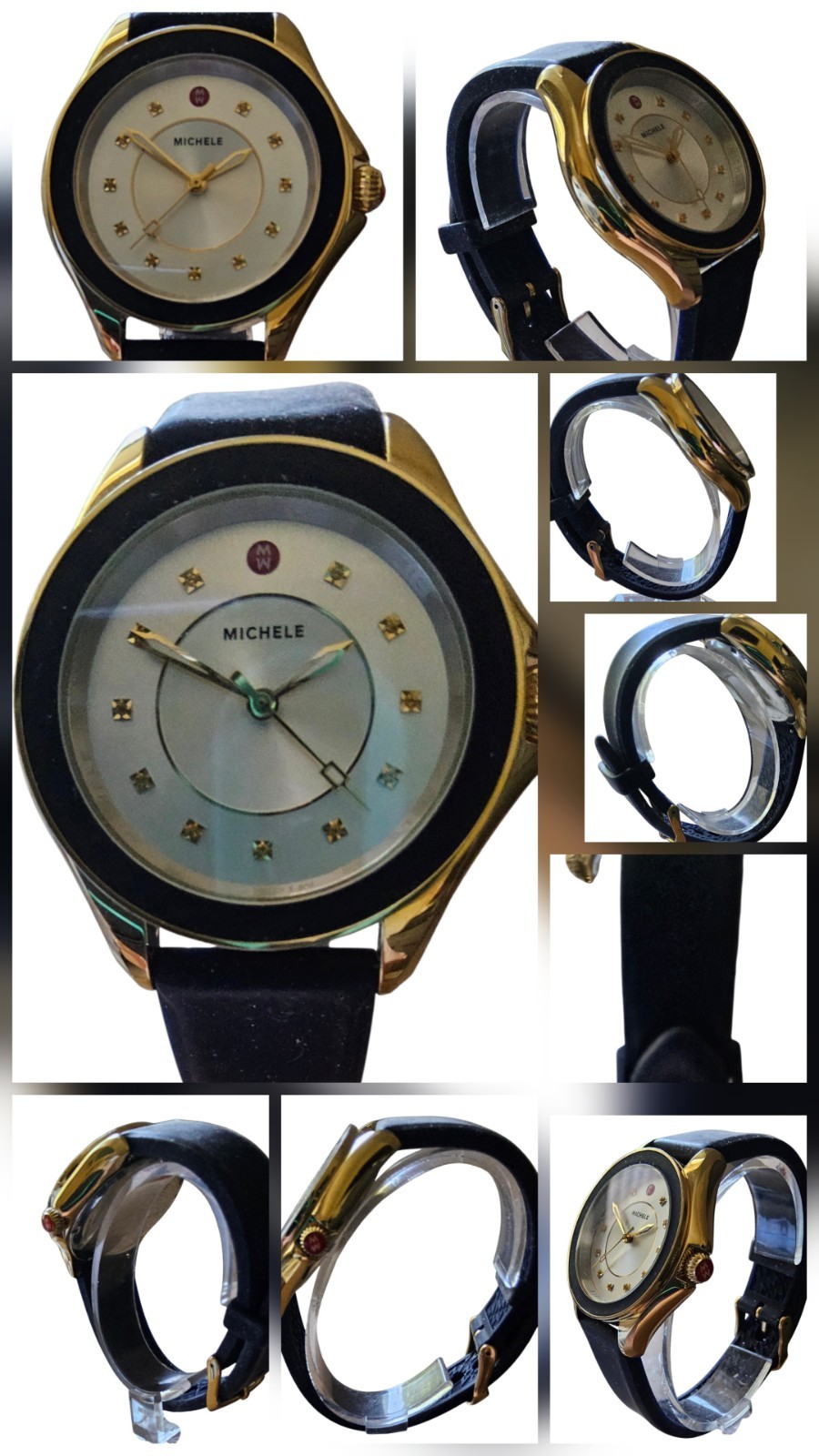 MICHELE CAPE NAVY BLUE, GOLD AND IVORY TONES WOMEN’S WATCH