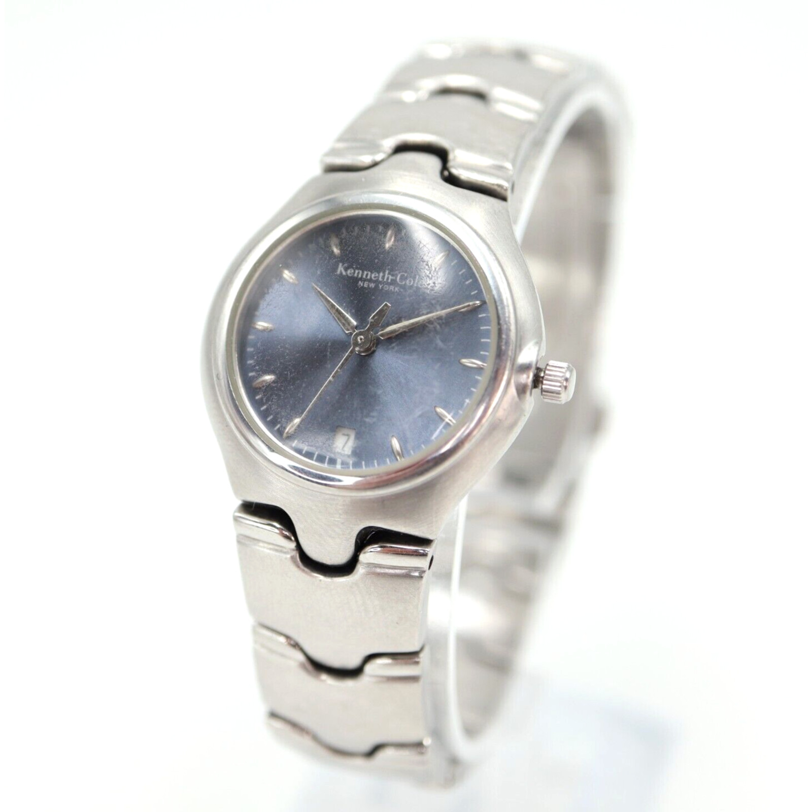 Kenneth Cole NY Womens Watch 26mm Blue Gray Date Dial KC4247 Stainless Steel