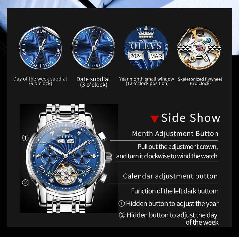 Automatic Mechanical Waterproof Watch Luxury Dial Men Men’s Strap