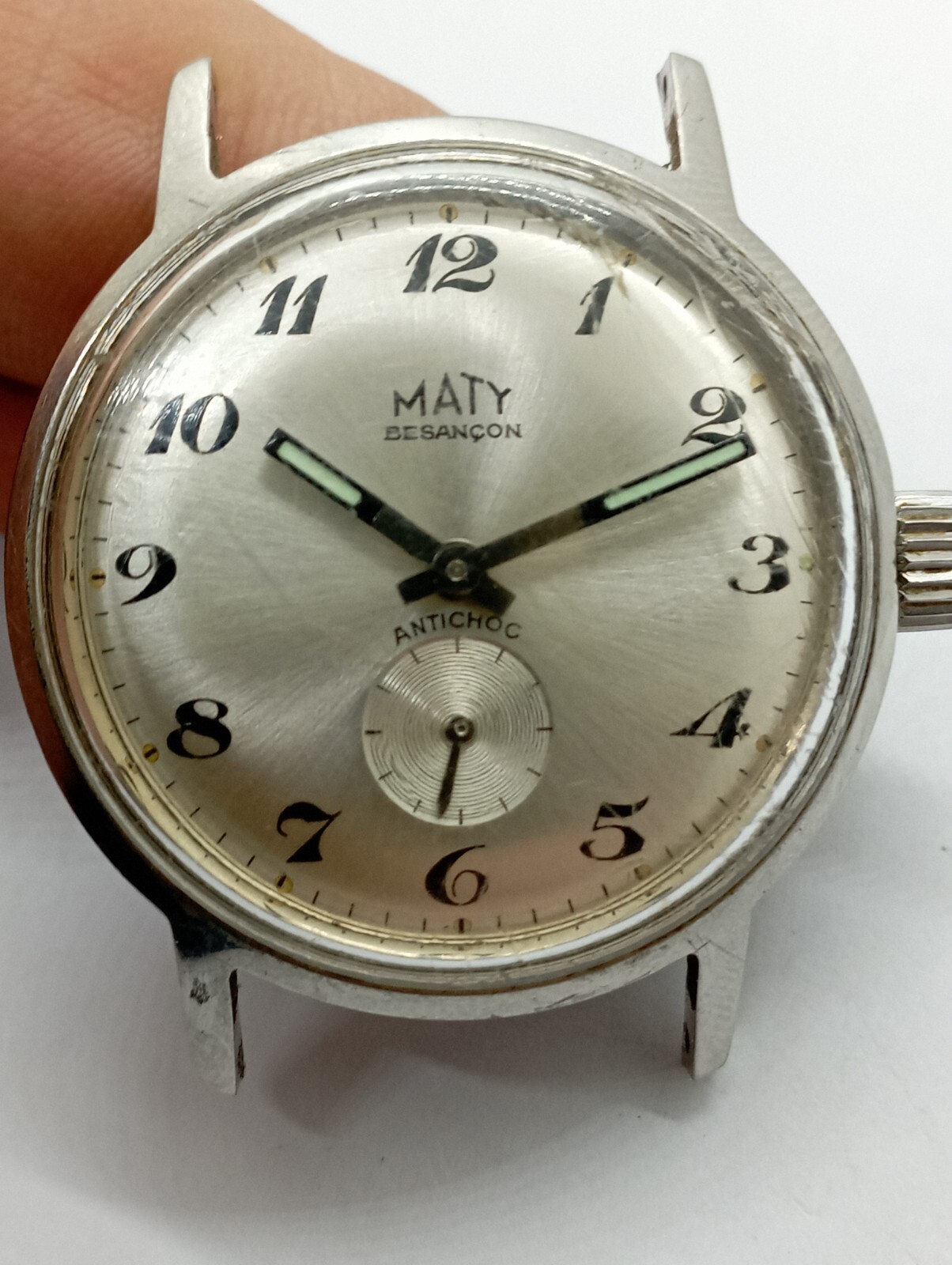 Vintage MATY Watch ALL STAINLESS STEEL Cal. FE 233-60 France Ebauche READ!