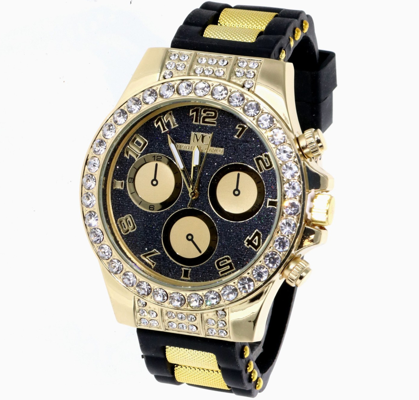 Men’s Hip Hop Watch Iced Bling Rapper Big Stones Silicone Band Luxury Fashion