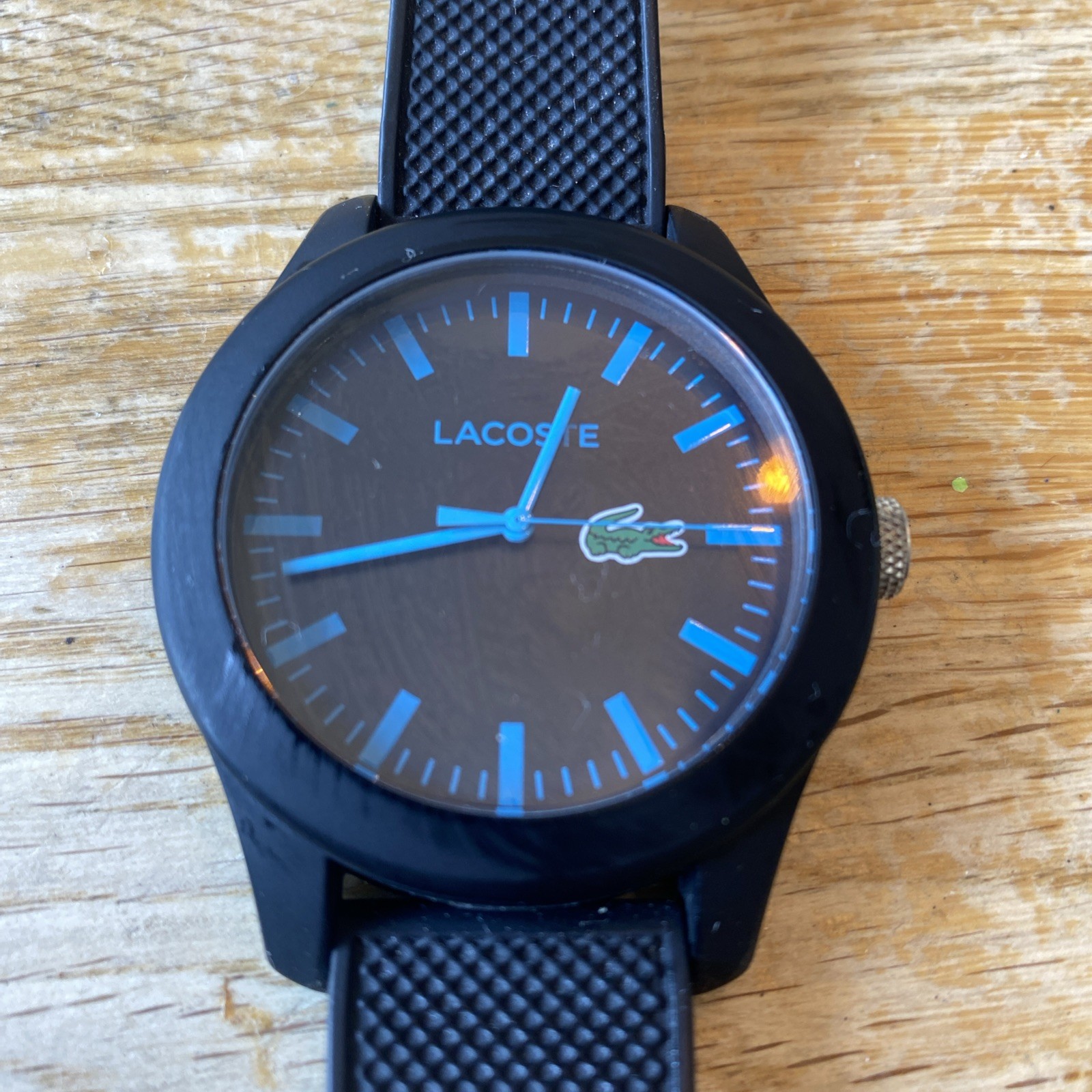 Lacoste Black Blue Dial Quartz Watch LC79.1.47.2788 Rubber Strap Unisex 30m 3ATM