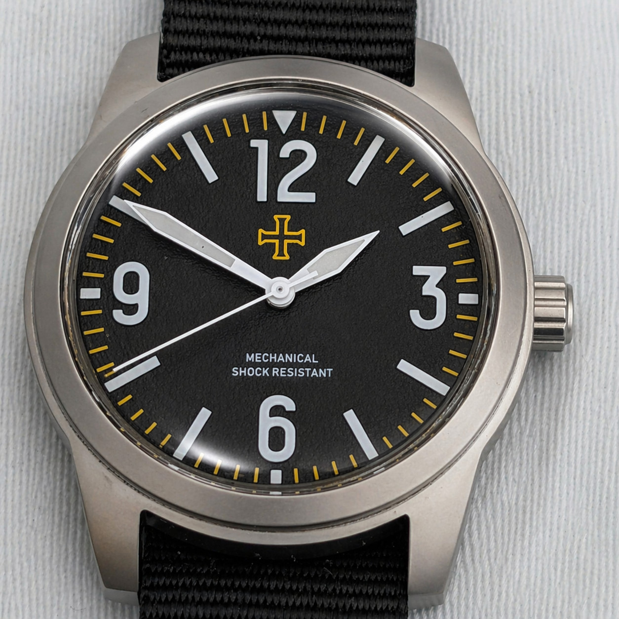 Toujours Pret Mechanical Military Field watch Blasted Stainless steel black 39mm