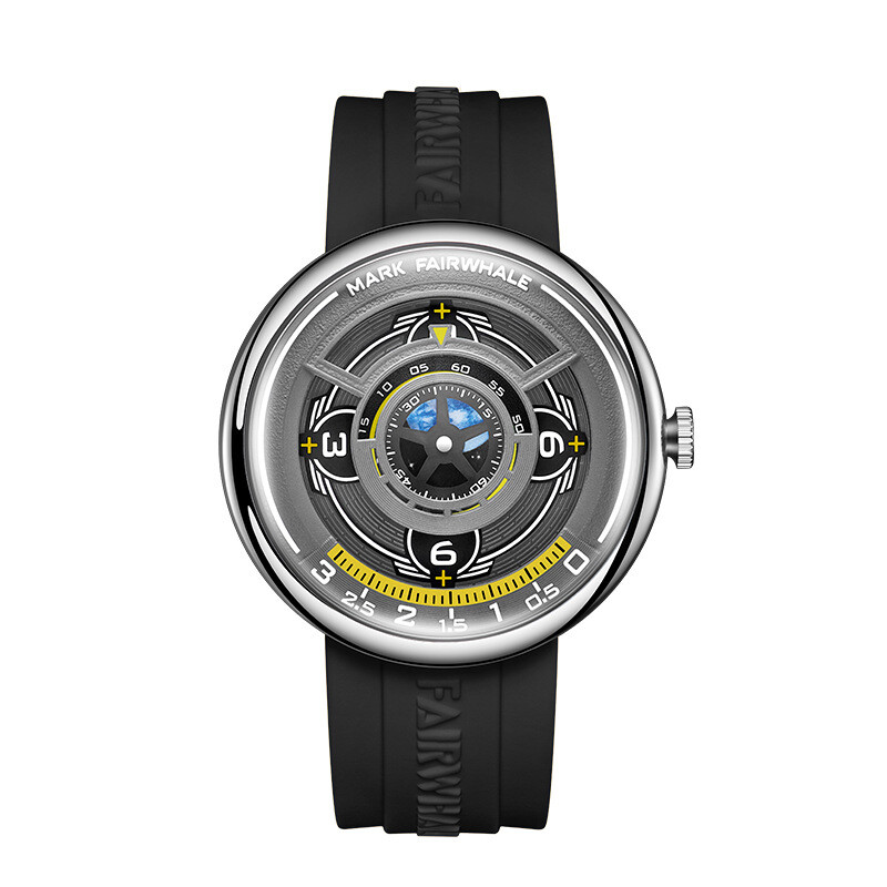 MARK FAIRWHALE Men’s Personality Dial Casual Sports Hollow Out Quartz Wristwatch