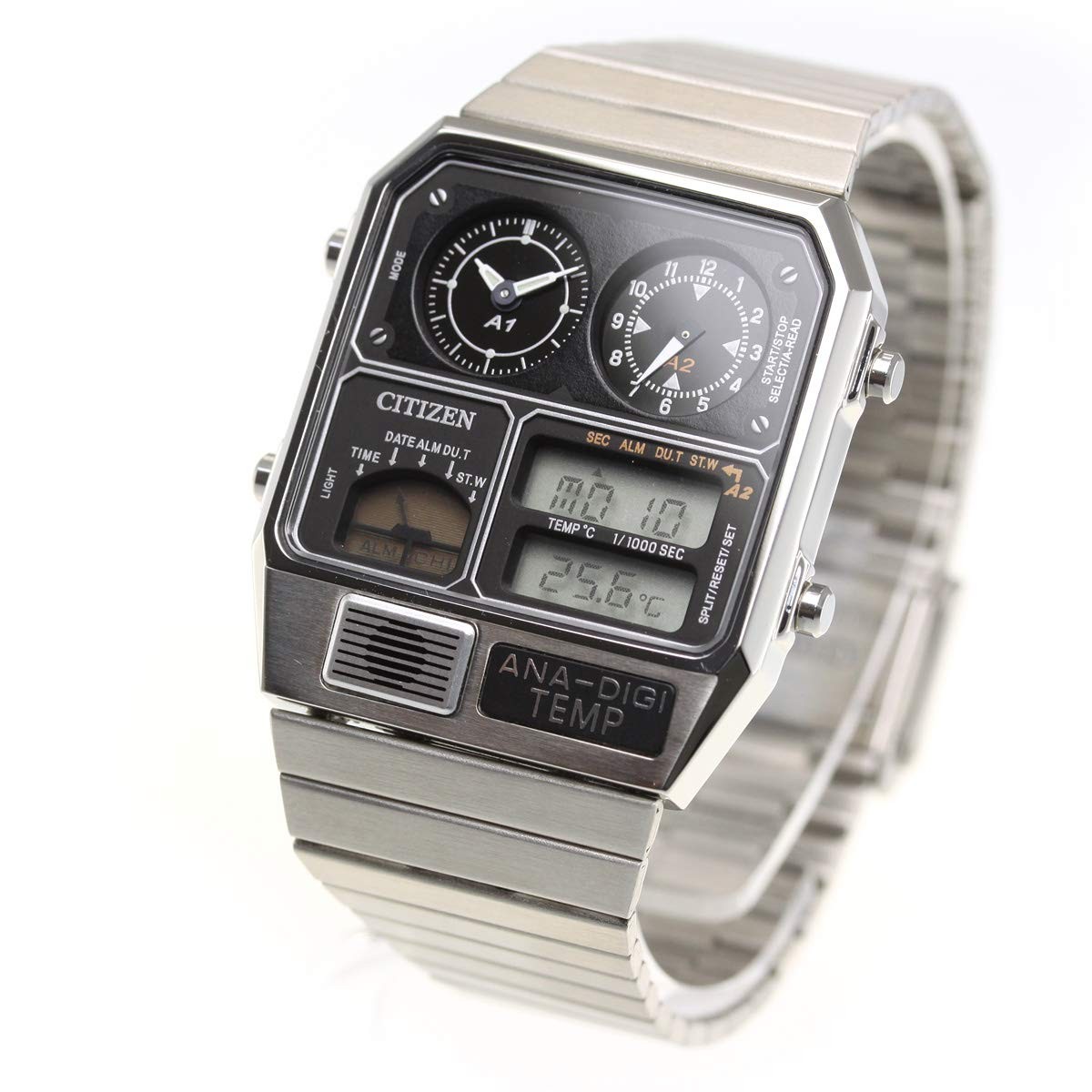 CITIZEN ANA-DIGI TEMP JG2101-78E Silver Analog Digital Men Watch Japan New