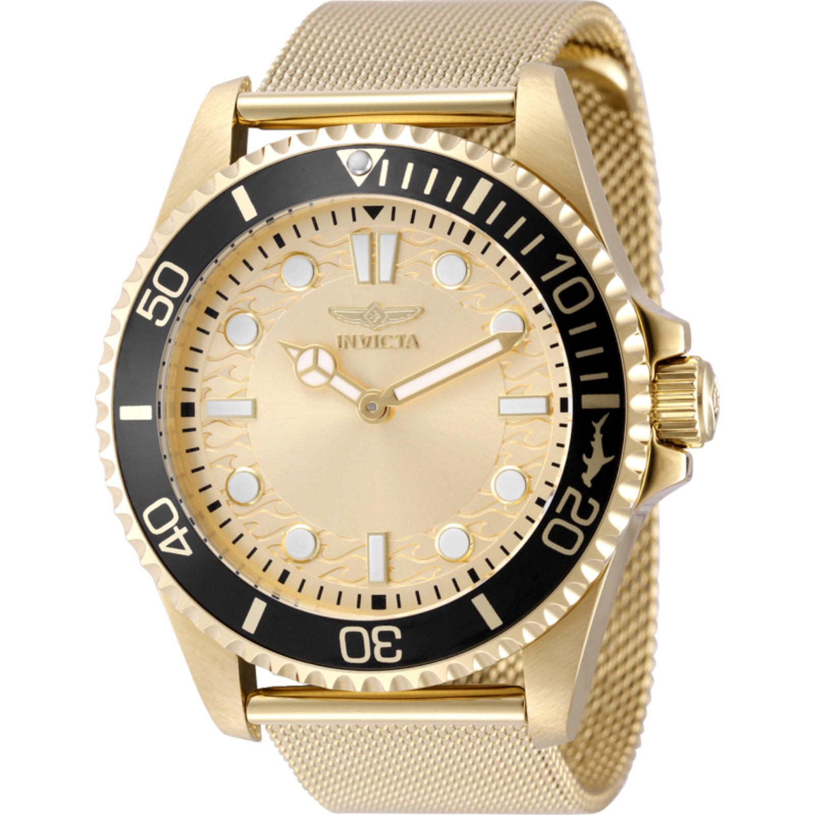 Invicta Men’s Watch Pro Diver Quartz Gold Brass Dial Yellow Gold Bracelet 49690