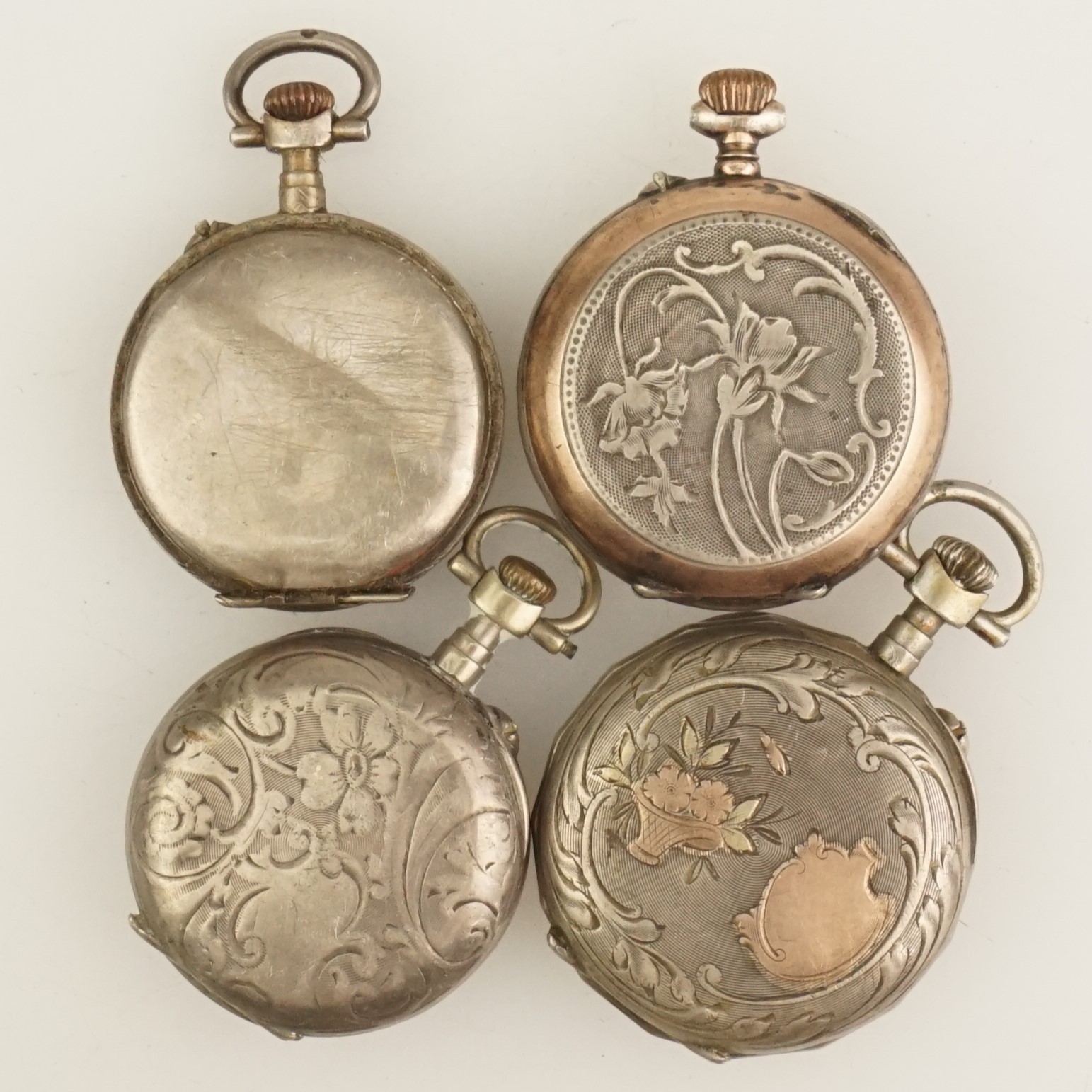 4x Silver Pocket Watch no fusee duplex gold pl wrist repeater chronograph scrap