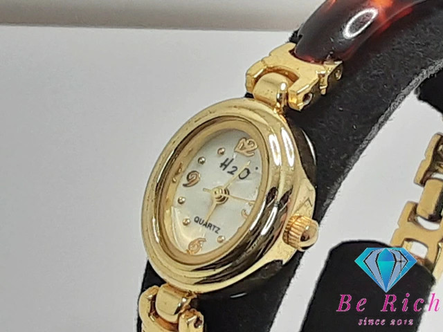[A1R] H2O White Brown Havana Gold SS Plastic Quartz Ladies Watch [m3v]