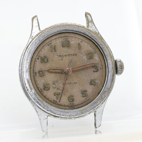 CRAWFORD MILITARY SWISS 7j WRIST WATCH 32mm 15mm LUG FOR REPAIR (LQ)