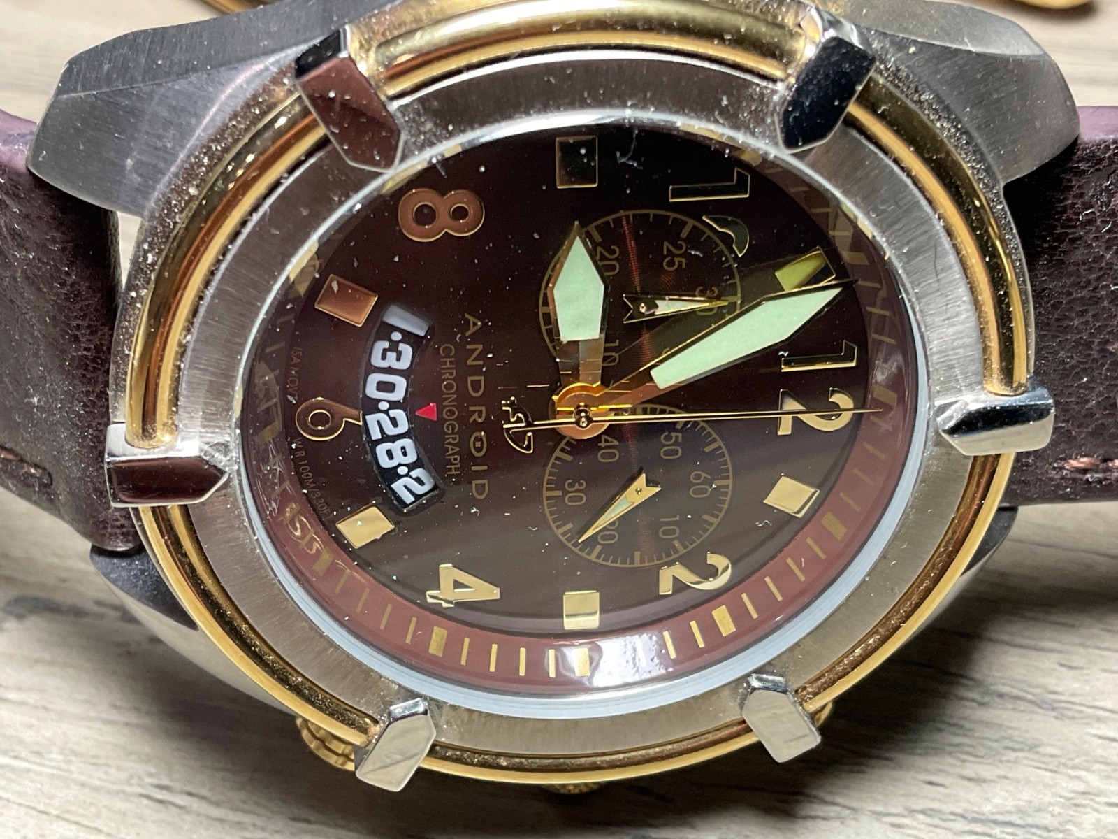 Vintage ANDROID Naval-2 AD466 Chronograph Leather Mens Watch – AS IS