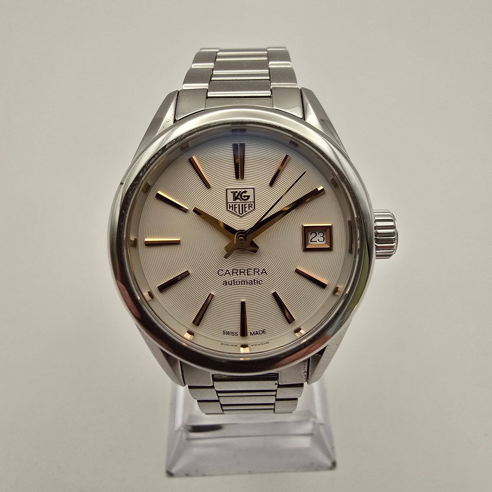 TAG HEUER CARRERA LADIES WATCH WAR24XX-CS STEEL SWISS AUTOMATIC. NEEDS SERVICE.