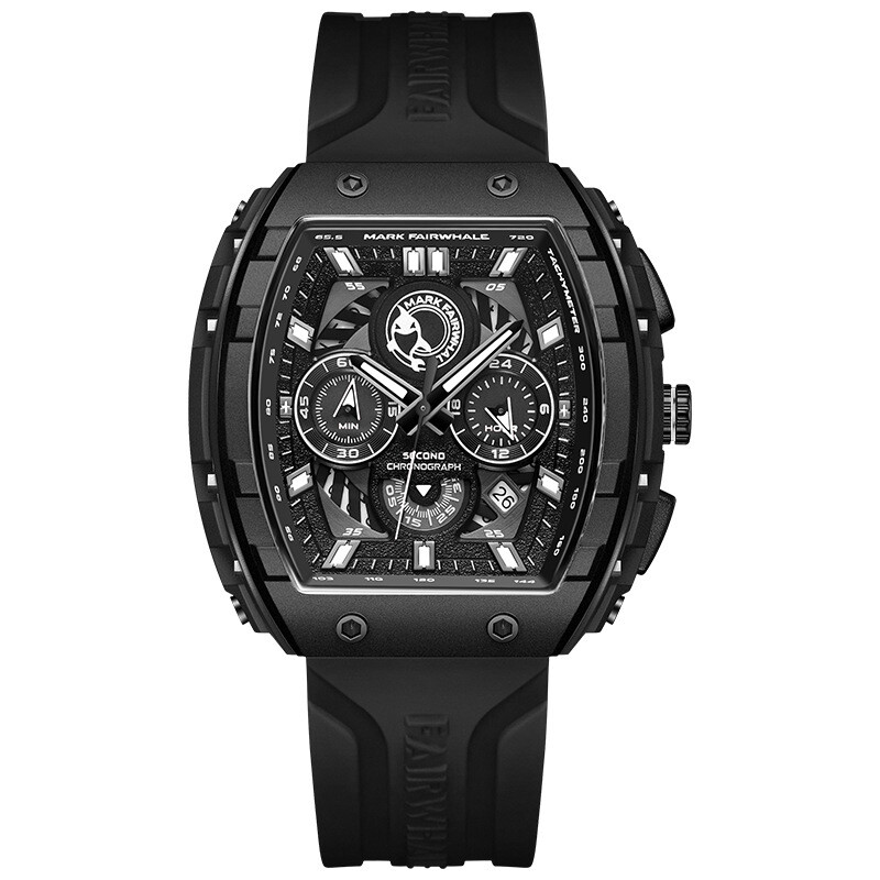 MARK FAIRWHALE Tonneau Luminous Multifunction Chronograph Calendar Quartz Watch