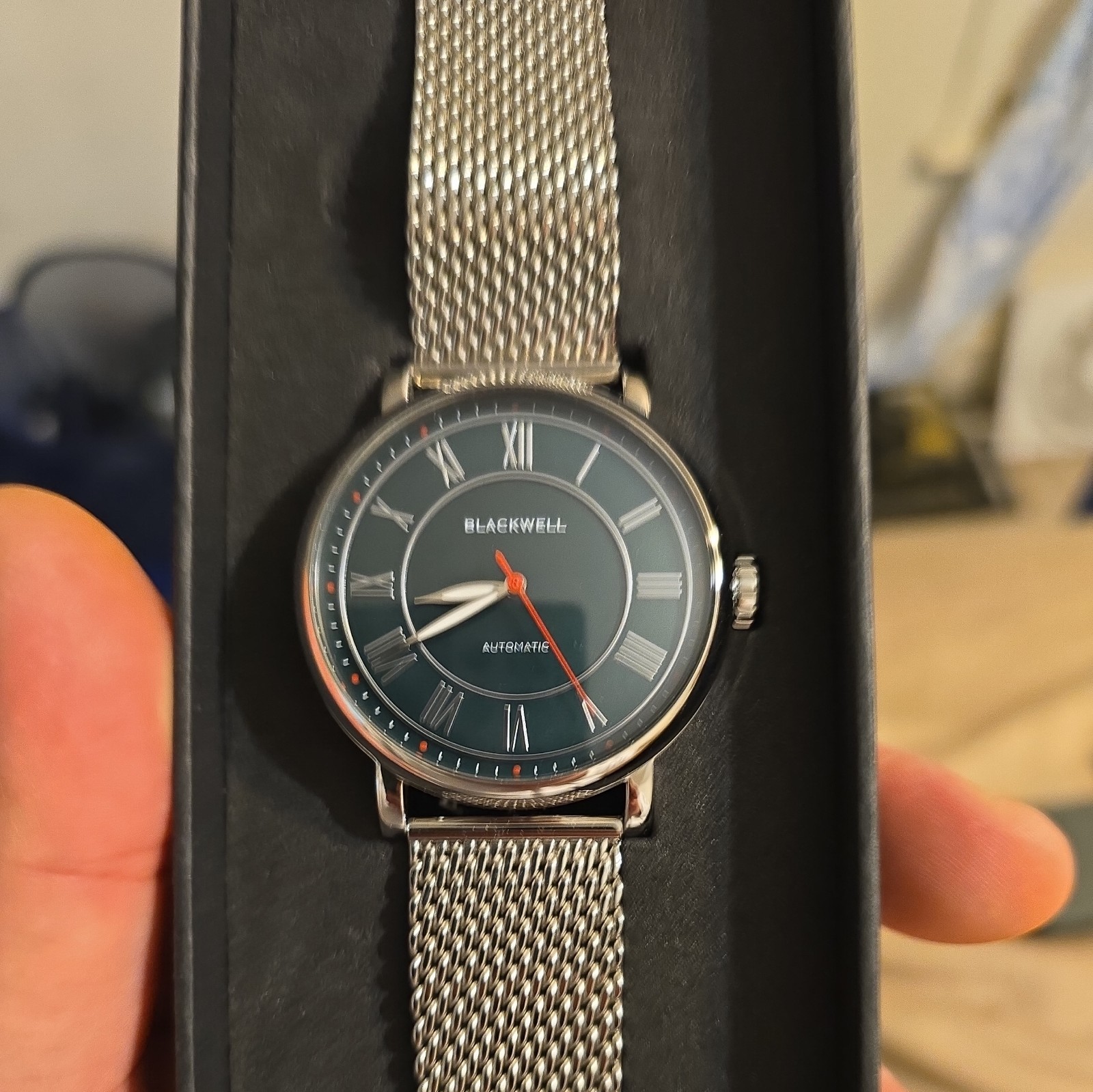 BLACKWELL 10010 Automatic Projects Green Dial W SS Mesh Band 44MM Watch