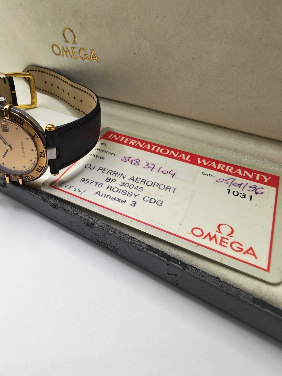 Omega Constellation Manhattan Ref 196.0360.1 18k bezel Cal 1379 Box Papers 1996