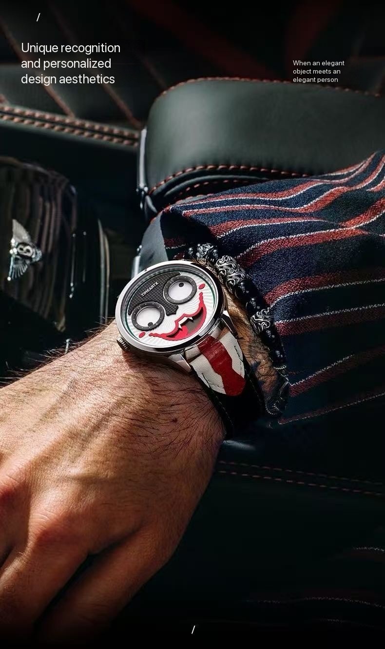 Luxury Automatic Skeleton Dial Watch – Dual Subdial Design – Italian Color Strap