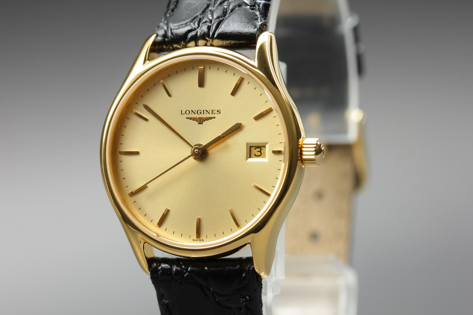 Longines Lyre L4.259.2 Women’s Watch 25mm Gold Dial Date Quartz [MINT]