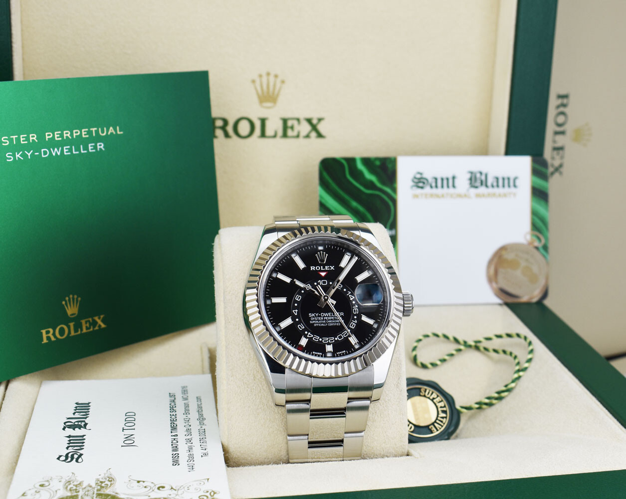 ROLEX – 18kt White Gold & SS Sky Dweller Black Dial 326934 – SANT BLANC