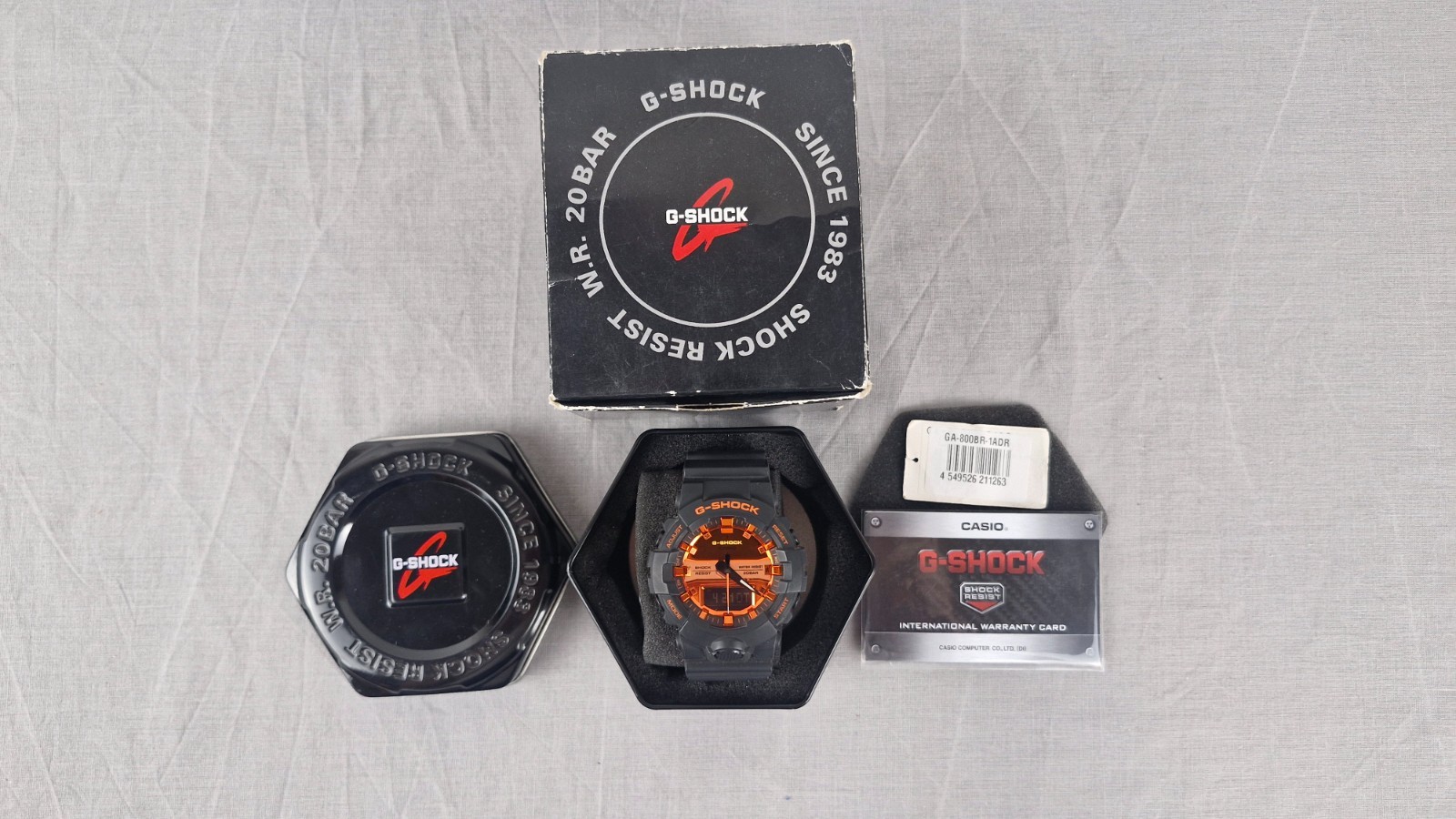Casio G-Shock GA-800BR-1ADR Men’s Black Matte Orange Watch