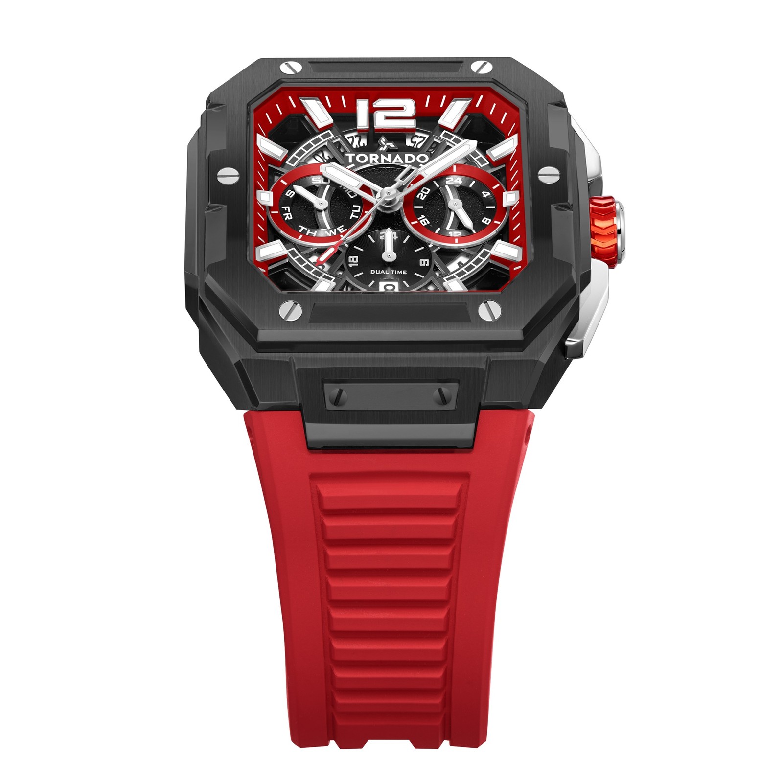 Tornado Xenith Curve Men’s Multi Function Watch | Red Dial, 44mm, 100 m (10 ATM)