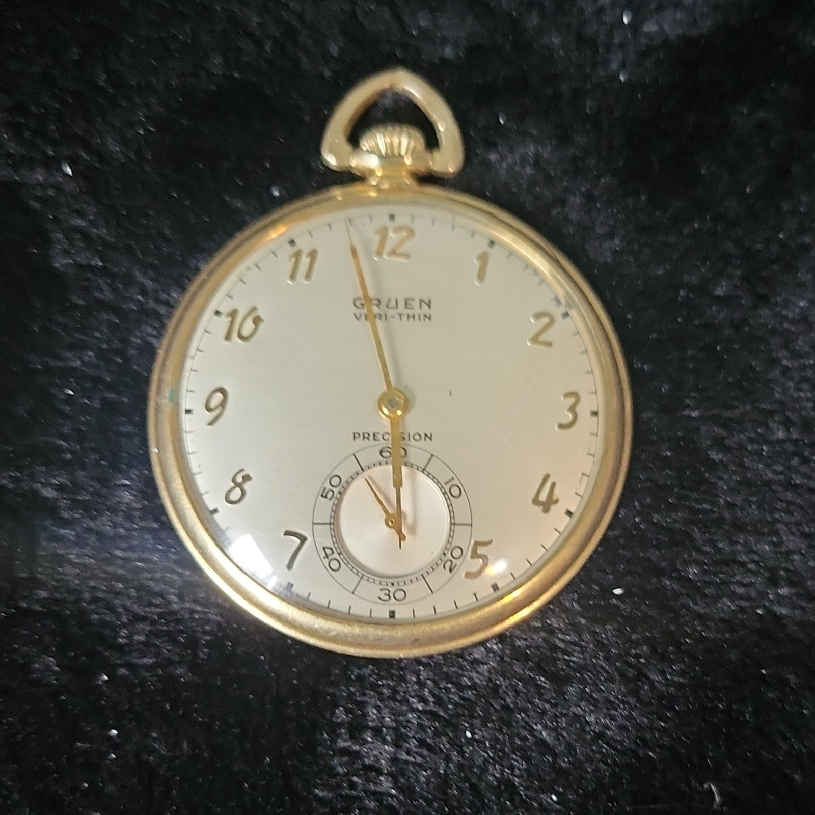 Gruen Veri-Thin Precision Gold Filled Open Face Manual Pocket Watch Seconds